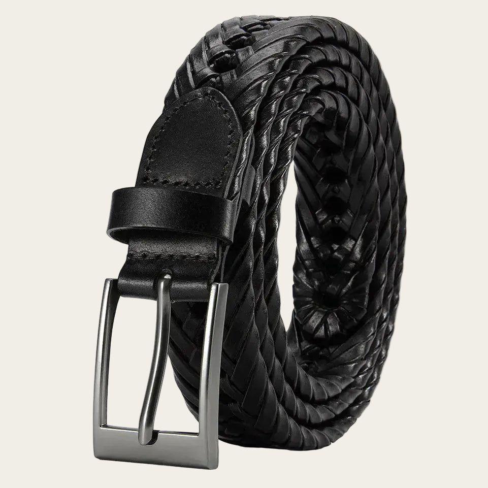 Noir 2 / 135cm Ceinture en cuir tressé main pour look d'été décontracté Ma boutique