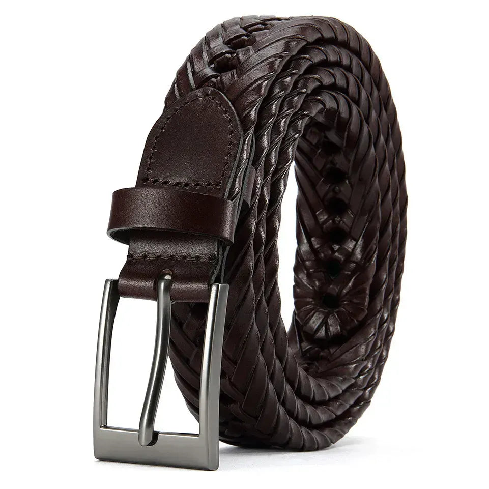 Marron 1 / 125cm Ceinture en cuir tressé main pour look d'été décontracté Ma boutique