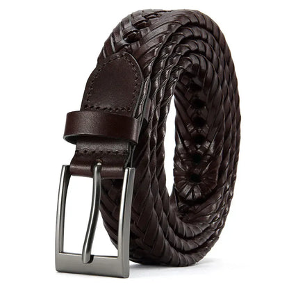 Marron 1 / 125cm Ceinture en cuir tressé main pour look d'été décontracté Ma boutique