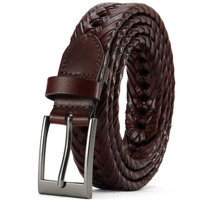Marron 2 / 105cm Ceinture en cuir tressé main pour look d'été décontracté Ma boutique