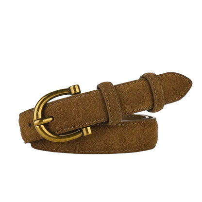 Coffee / 110cm Ceinture en daim femme CeinturesCuir