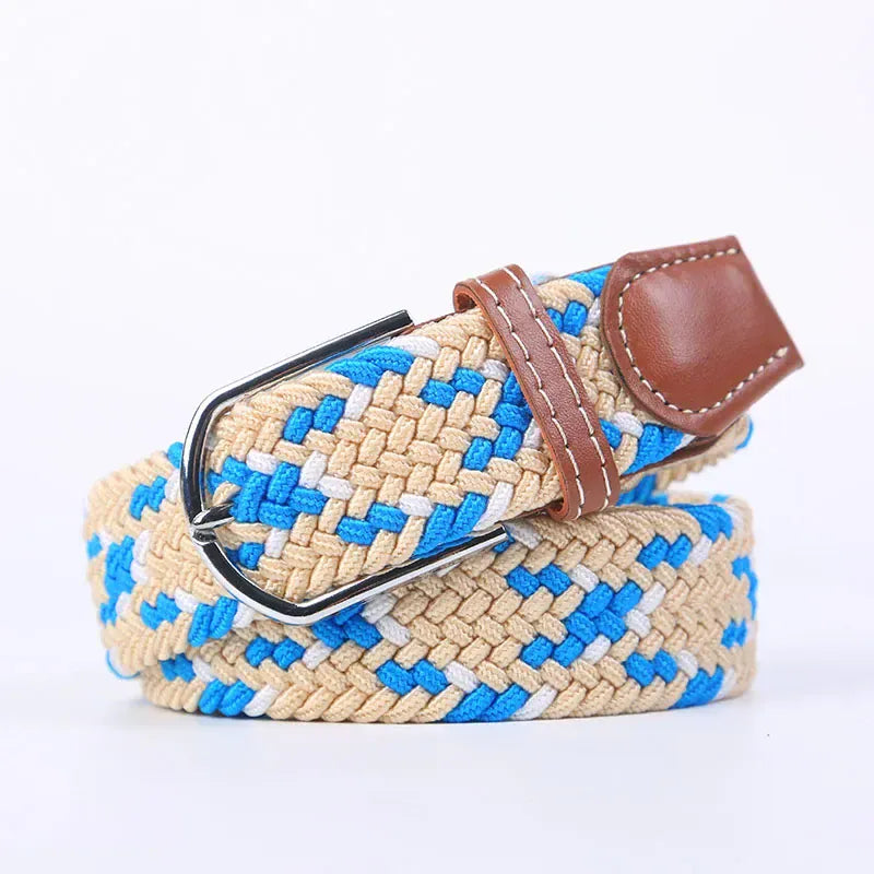 FB beige blue white / 3.3cmX107cm Ceinture en tissu femme CeinturesCuir