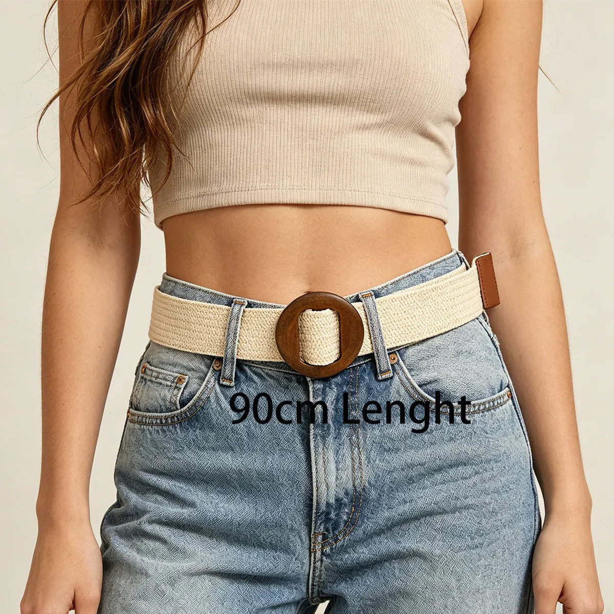 Round White Ceinture femme en paille CeinturesCuir