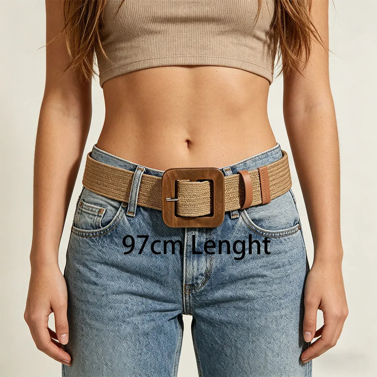 Square 97cm Ceinture femme en paille CeinturesCuir