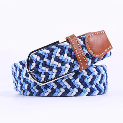 FB blue blue white / 3.3cmX120cm Ceinture femme tressée CeinturesCuir