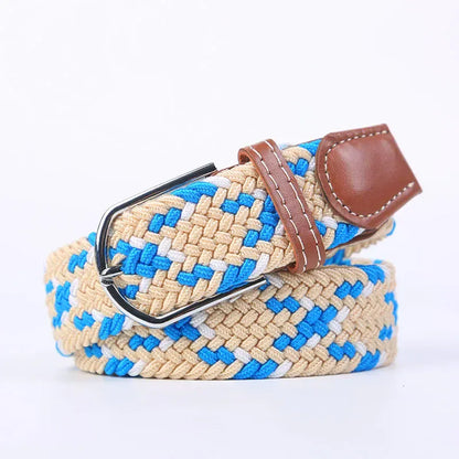 FB beige blue white / 3.3cmX107cm Ceinture femme tressée CeinturesCuir