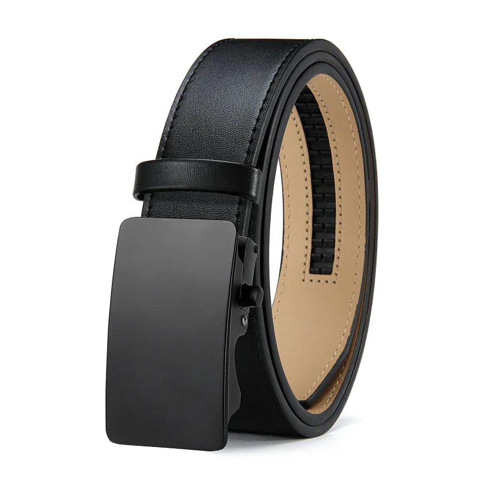 Noir 2 / 125cm Ceinture Homme Cuir Noir Brossé Finition Mate Ma boutique