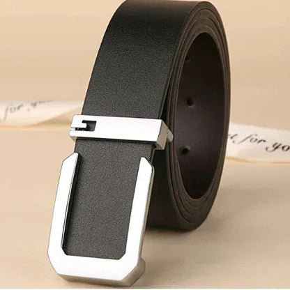 Noir - Boucle Argenté / 125cm Ceinture Homme Cuir Souple Jean Décontracté Ma boutique