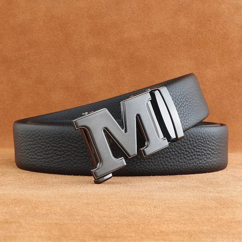Noir - Boucle Noir / 110cm Ceinture Homme Cuir Véritable Boucle Automatique - Lettre M Ma boutique