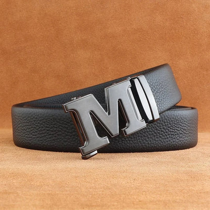 Noir - Boucle Noir / 110cm Ceinture Homme Cuir Véritable Boucle Automatique - Lettre M Ma boutique