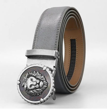 Ceinture Homme Mode Rétro Lion en Cuir Véritable – Boucle Automatique Élégante Ma boutique