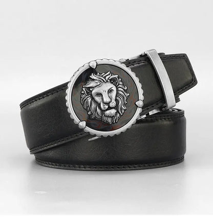 Ceinture Homme Mode Rétro Lion en Cuir Véritable – Boucle Automatique Élégante Ma boutique