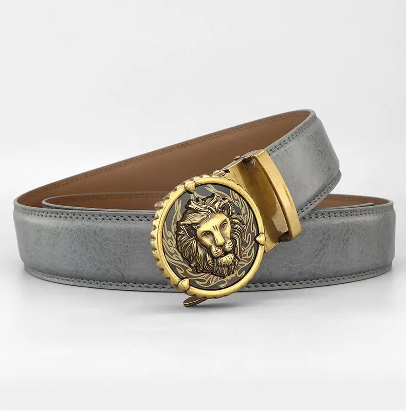 Ceinture Homme Mode Rétro Lion en Cuir Véritable – Boucle Automatique Élégante Ma boutique