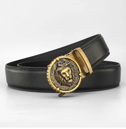 Ceinture Homme Mode Rétro Lion en Cuir Véritable – Boucle Automatique Élégante Ma boutique