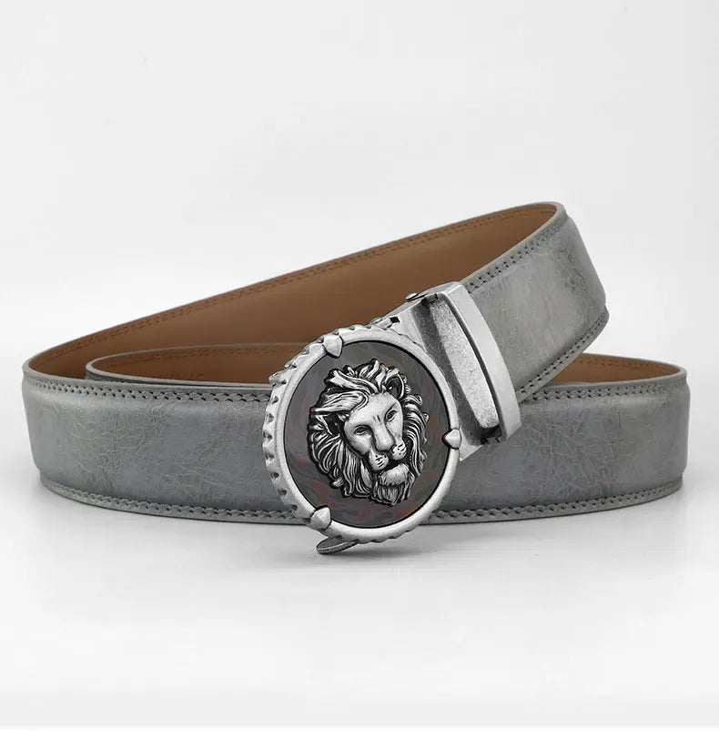 Ceinture Homme Mode Rétro Lion en Cuir Véritable – Boucle Automatique Élégante Ma boutique
