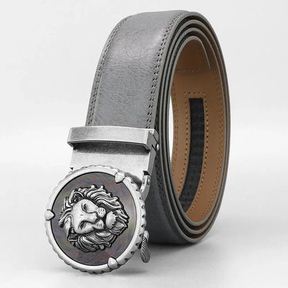 Ceinture Homme Mode Rétro Lion en Cuir Véritable – Boucle Automatique Élégante Ma boutique