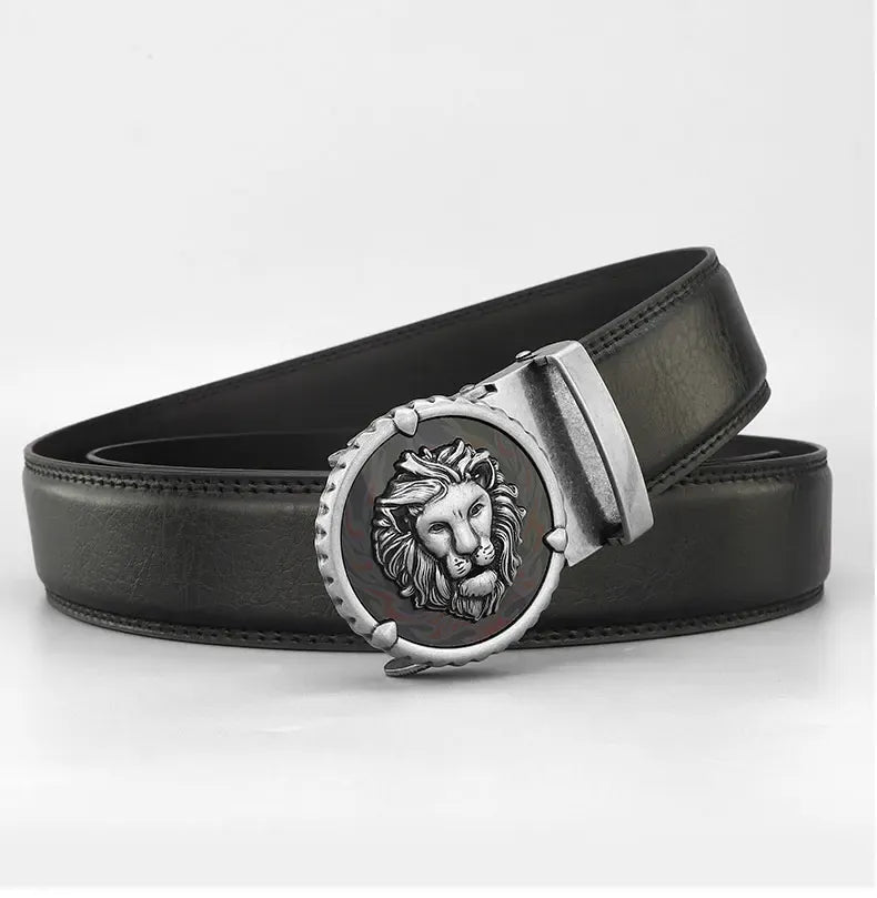 Ceinture Homme Mode Rétro Lion en Cuir Véritable – Boucle Automatique Élégante Ma boutique