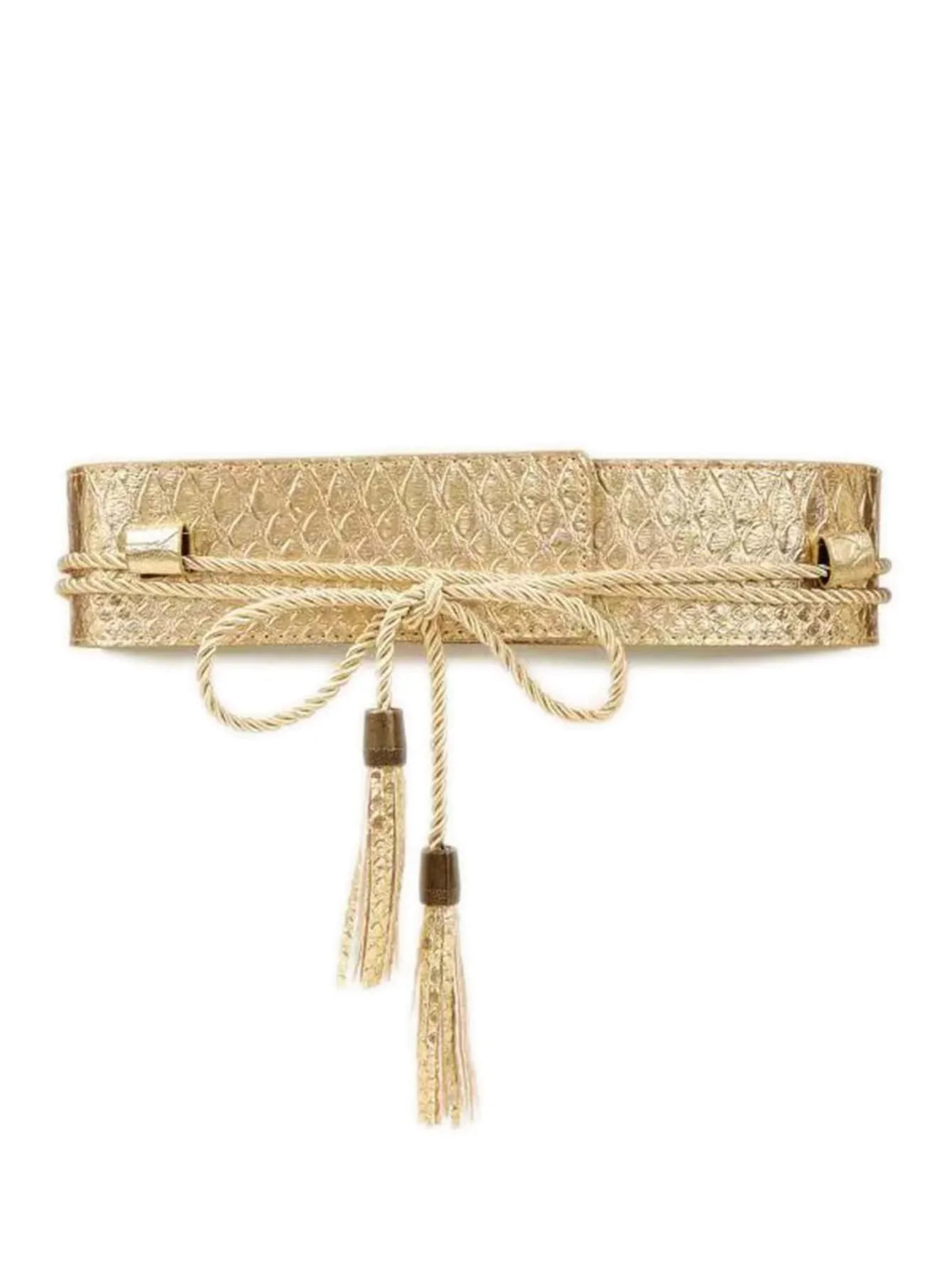 Gold / 70cm to 85cm Ceinture large dorée CeinturesCuir