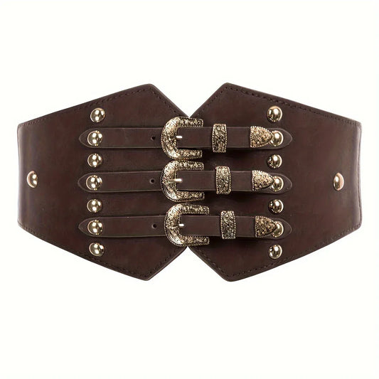 C / Free Ceinture large marron femme CeinturesCuir