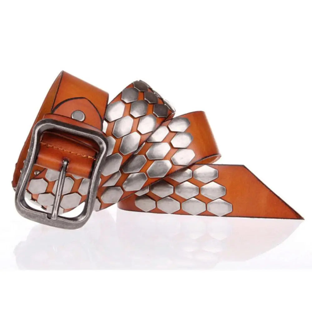 Marron / 120cm ceinture punk rock homme | Ceintures-Cuir Ma boutique