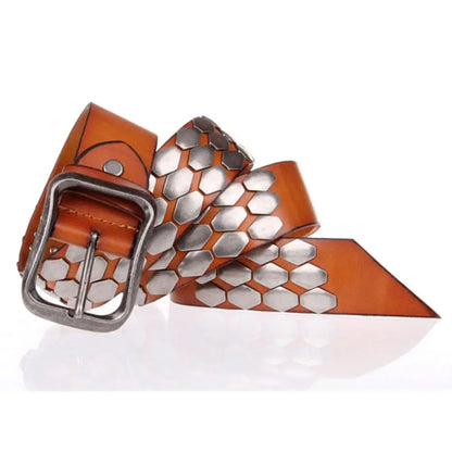 Marron / 120cm ceinture punk rock homme | Ceintures-Cuir Ma boutique