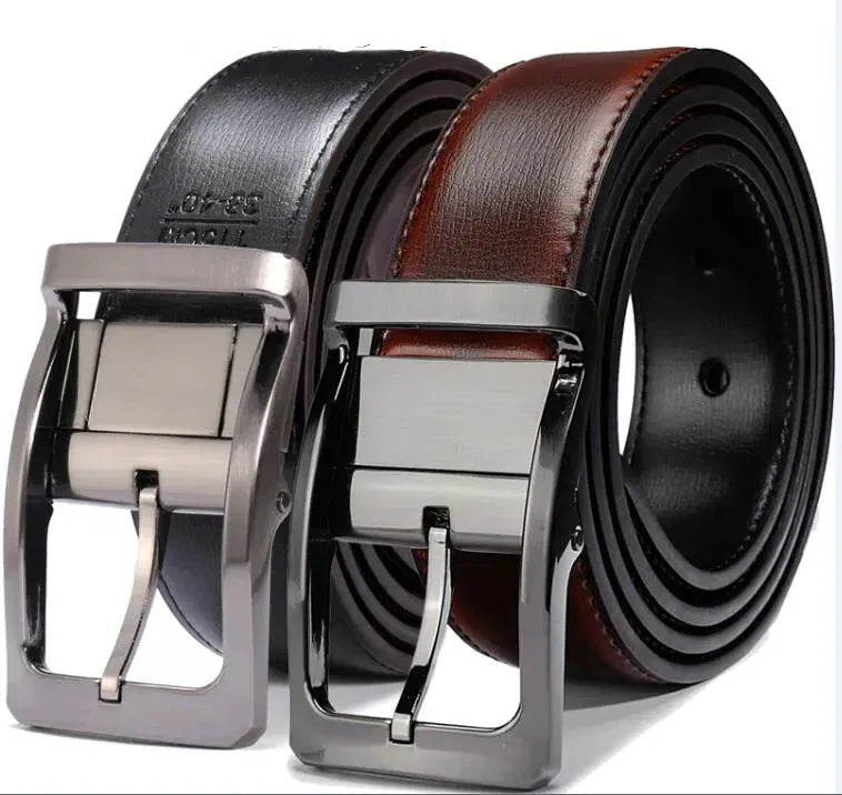 Noir - Marron sombre / 150cm Ceinture Réversible Cuir Noir et Marron Ma boutique
