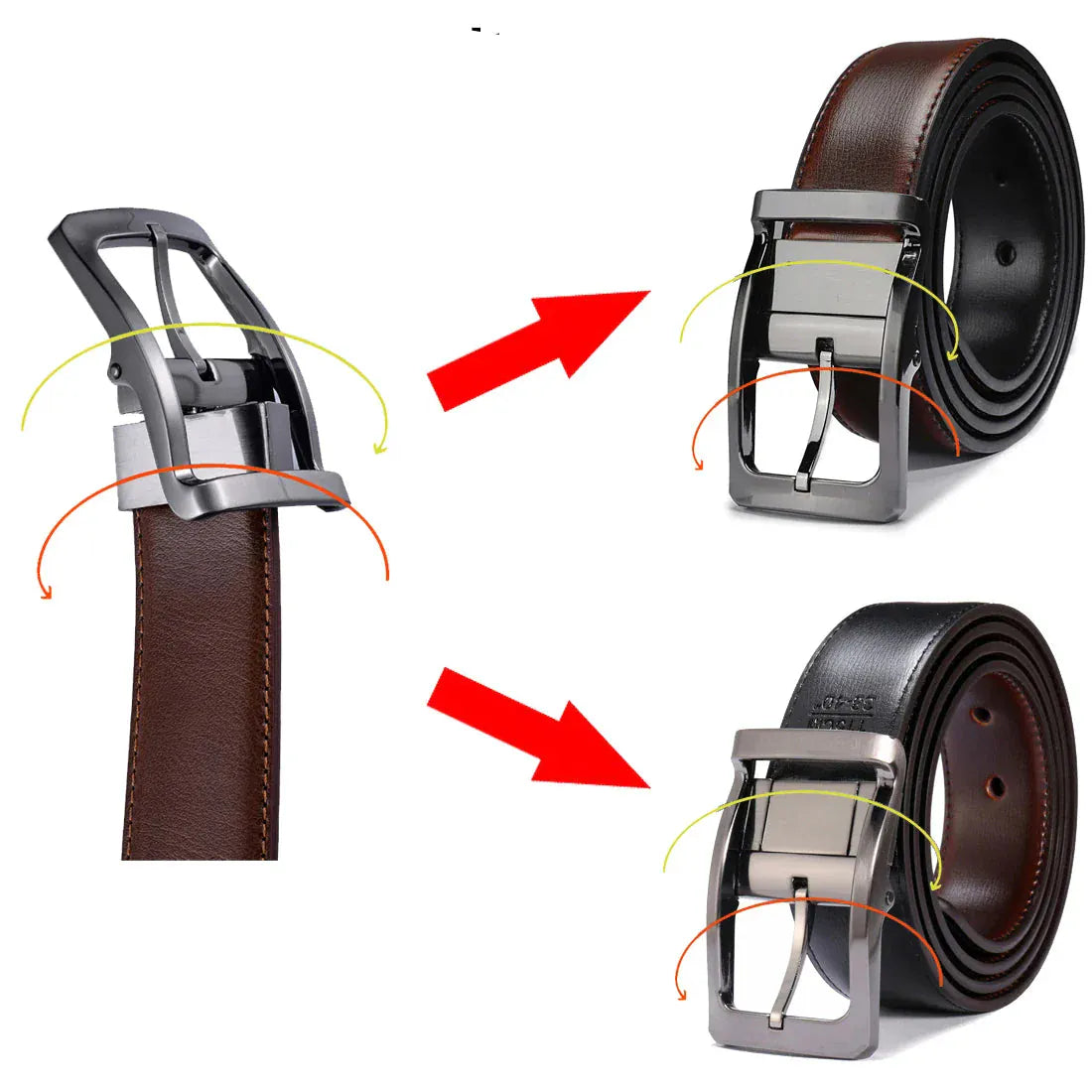 Ceinture Réversible Cuir Noir et Marron Ma boutique