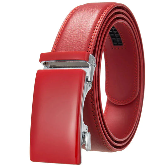 Ceinture Rouge Homme en Cuir Véritable 