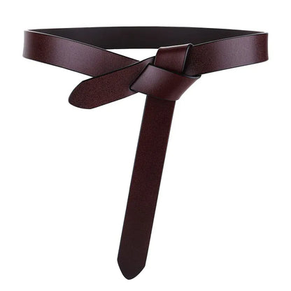 coffee / 120cm Cowhide Belt Ladies Soft Genuine Leather Knotted Strap Dress Accessories Gothic Retro Luxury Designer Girdle Corset for Women CeinturesCuir