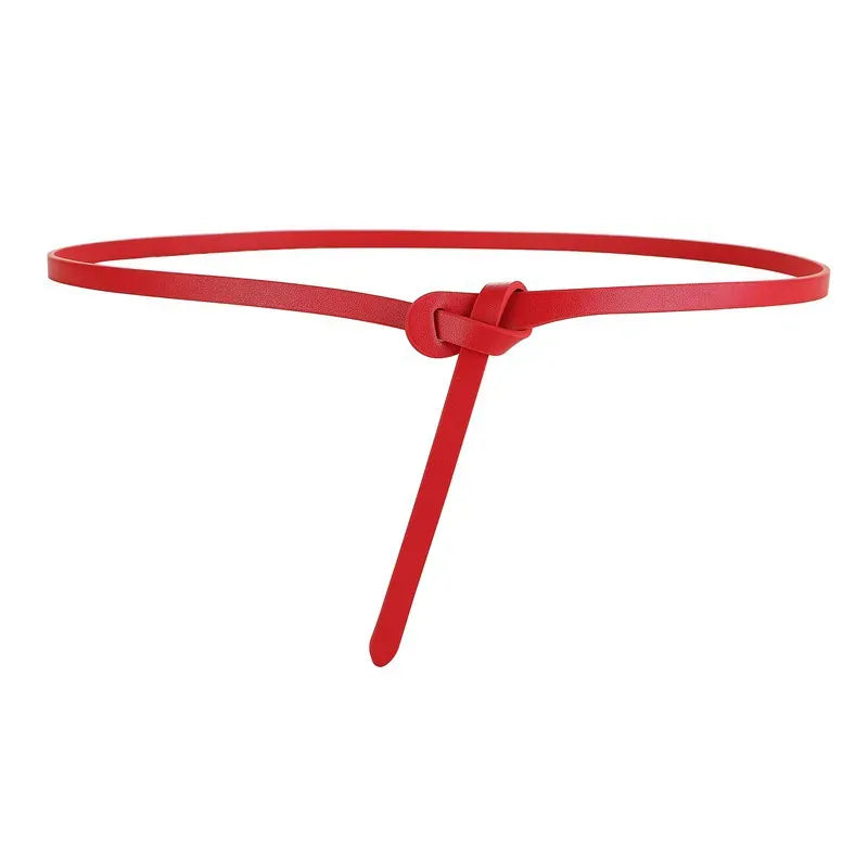 red 2 / 120cm Cowhide Belt Ladies Soft Genuine Leather Knotted Strap Dress Accessories Gothic Retro Luxury Designer Girdle Corset for Women CeinturesCuir