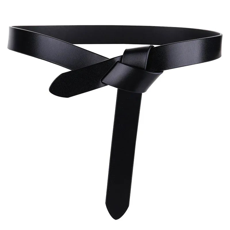 black / 120cm Cowhide Belt Ladies Soft Genuine Leather Knotted Strap Dress Accessories Gothic Retro Luxury Designer Girdle Corset for Women CeinturesCuir