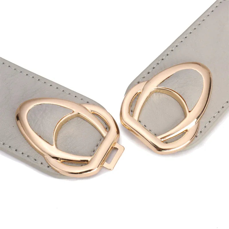 Fashion Thick PU Leather Elastic Wide Belts for Women Stretch Waist Dress Plus Size CeinturesCuir