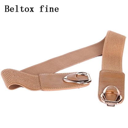 Fashion Thick PU Leather Elastic Wide Belts for Women Stretch Waist Dress Plus Size CeinturesCuir