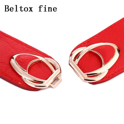 Fashion Thick PU Leather Elastic Wide Belts for Women Stretch Waist Dress Plus Size CeinturesCuir