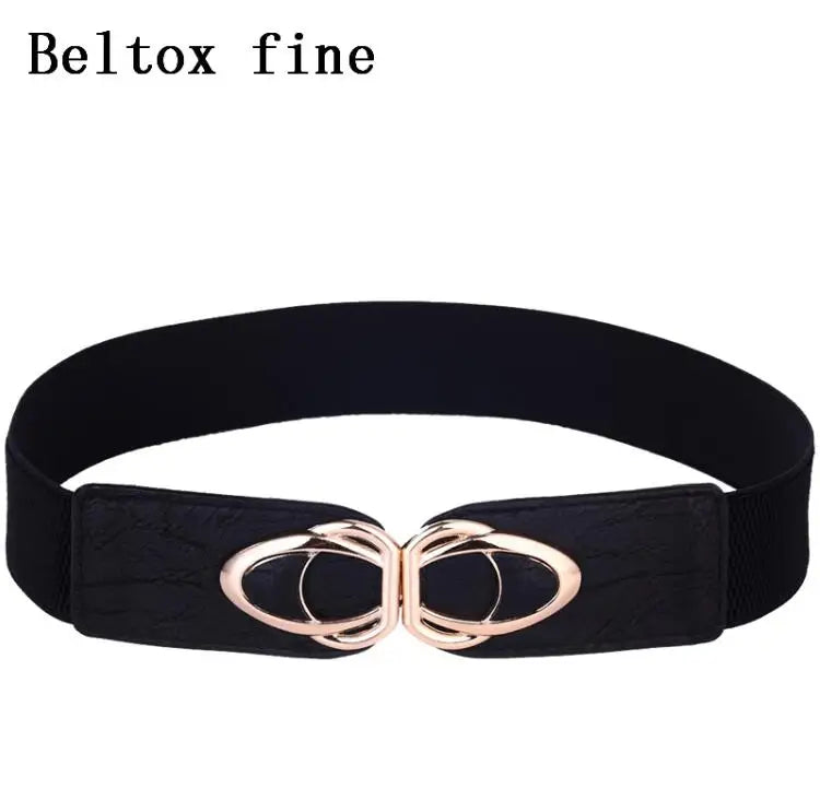 YF4.0-Black / 65cm(Waist 65-90cm) Fashion Thick PU Leather Elastic Wide Belts for Women Stretch Waist Dress Plus Size CeinturesCuir