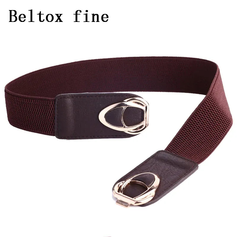 Fashion Thick PU Leather Elastic Wide Belts for Women Stretch Waist Dress Plus Size CeinturesCuir