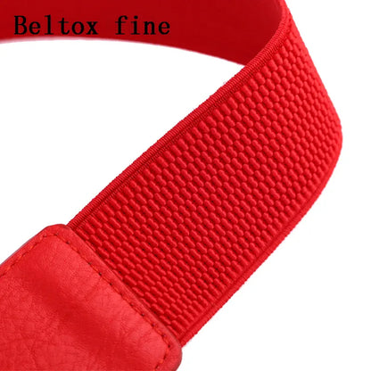 Fashion Thick PU Leather Elastic Wide Belts for Women Stretch Waist Dress Plus Size CeinturesCuir