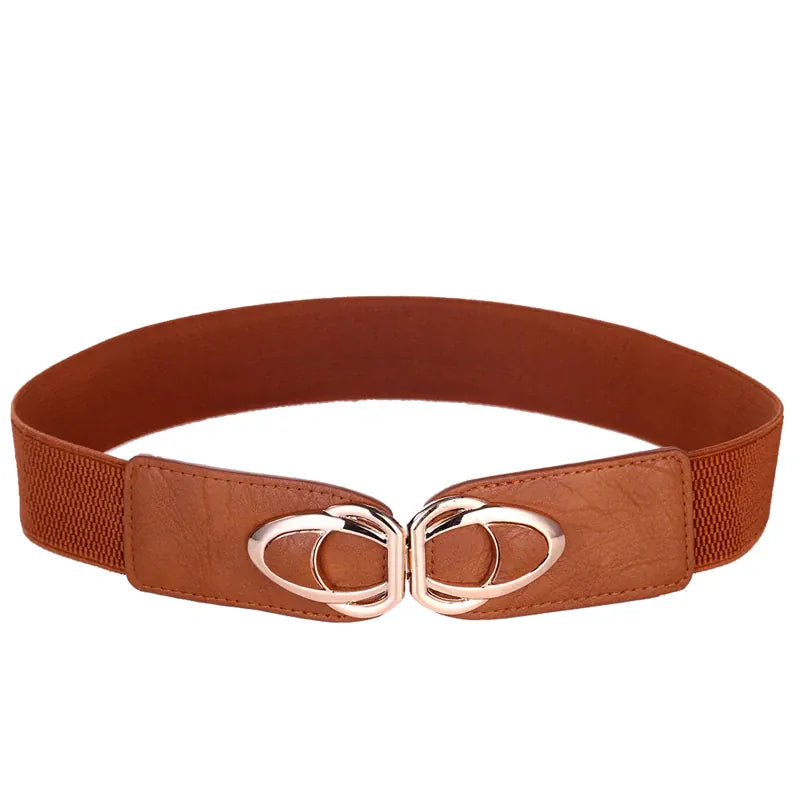 Fashion Thick PU Leather Elastic Wide Belts for Women Stretch Waist Dress Plus Size CeinturesCuir