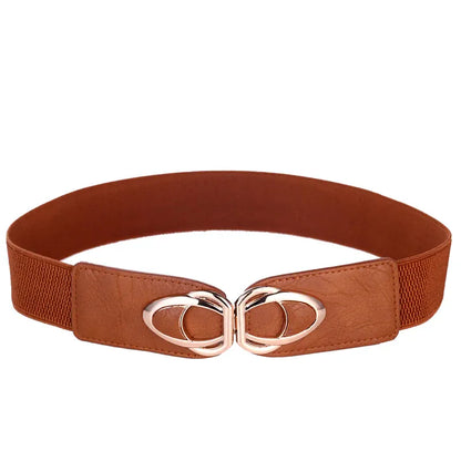 Fashion Thick PU Leather Elastic Wide Belts for Women Stretch Waist Dress Plus Size CeinturesCuir