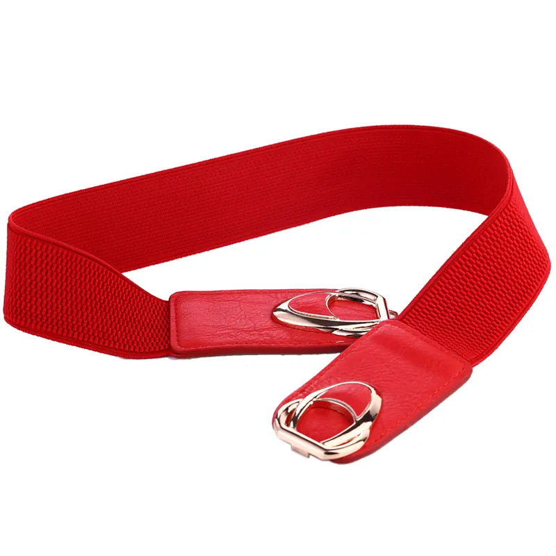 Fashion Thick PU Leather Elastic Wide Belts for Women Stretch Waist Dress Plus Size CeinturesCuir