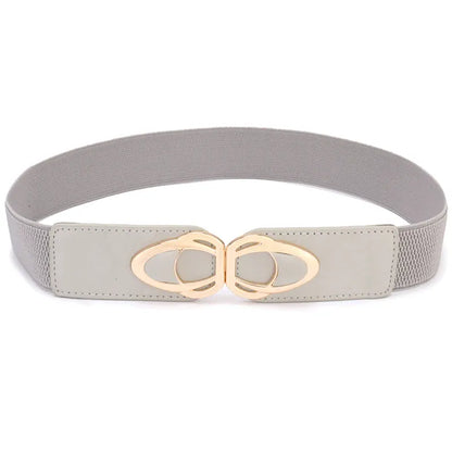 YF4.0-grey / 85cm(Waist 85-135cm) Fashion Thick PU Leather Elastic Wide Belts for Women Stretch Waist Dress Plus Size CeinturesCuir