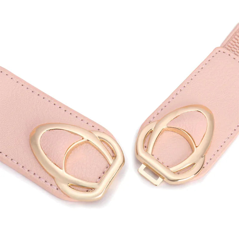 Fashion Thick PU Leather Elastic Wide Belts for Women Stretch Waist Dress Plus Size CeinturesCuir