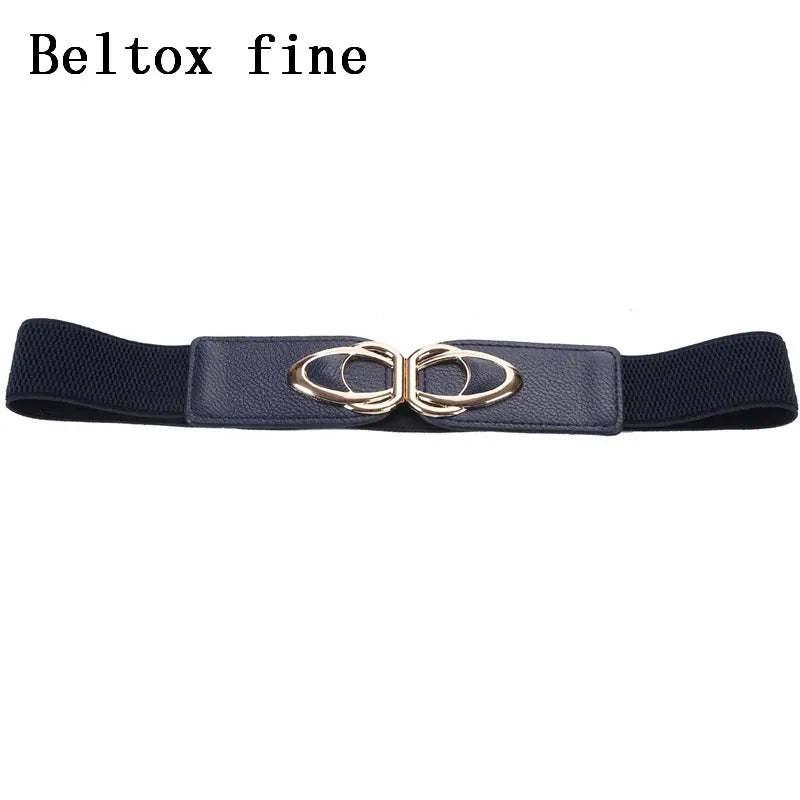 Fashion Thick PU Leather Elastic Wide Belts for Women Stretch Waist Dress Plus Size CeinturesCuir
