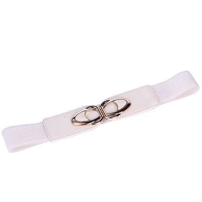 YF4.0-white / 75cm(Waist 75-105cm) Fashion Thick PU Leather Elastic Wide Belts for Women Stretch Waist Dress Plus Size CeinturesCuir