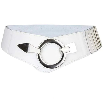 White Fashion V-shaped Women Waist Belt Elastic Slimming Wide Belts PU Leather Versatile Waistband Dress Belt CeinturesCuir