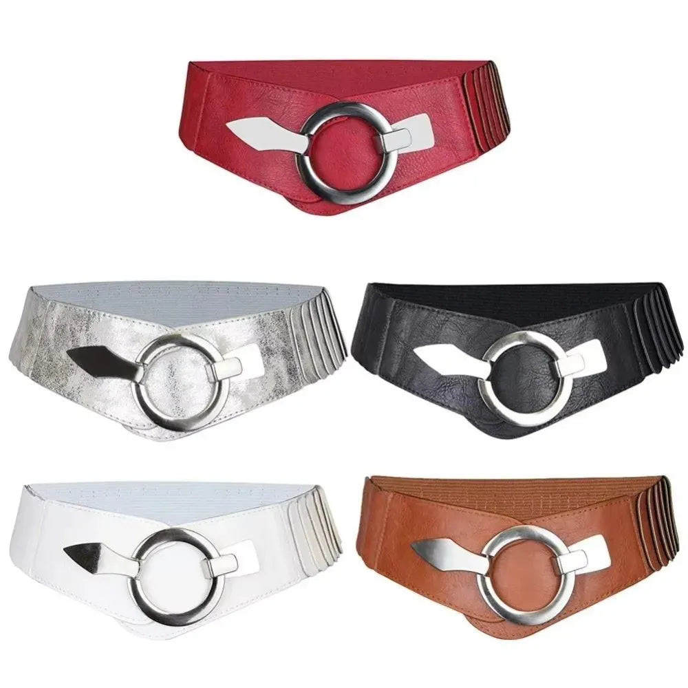 Fashion V-shaped Women Waist Belt Elastic Slimming Wide Belts PU Leather Versatile Waistband Dress Belt CeinturesCuir