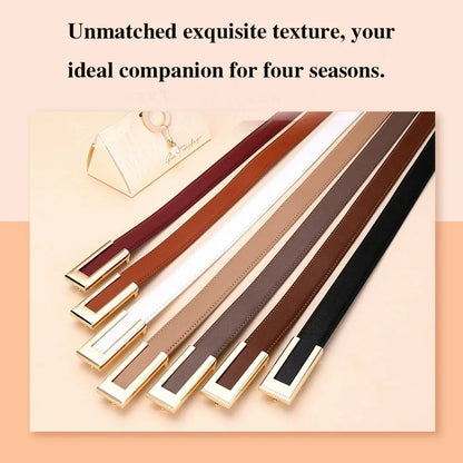 Genuine Leather Belt for Women; Cowhide Fashion Waist Belt; Versatile Smooth Buckle; 2025 Dress Decoration Belt for CeinturesCuir