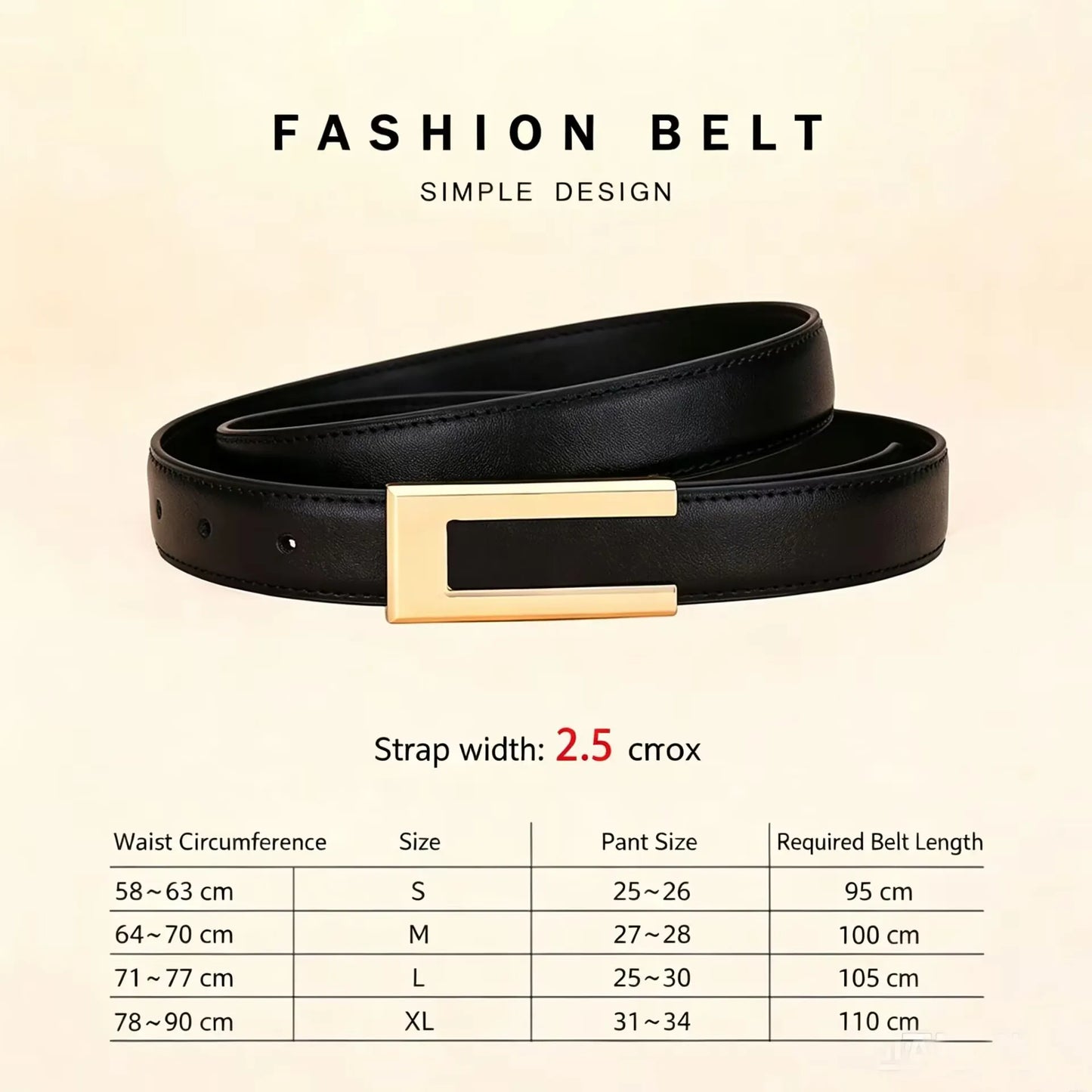 Genuine Leather Belt for Women; Cowhide Fashion Waist Belt; Versatile Smooth Buckle; 2025 Dress Decoration Belt for CeinturesCuir