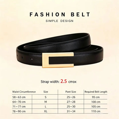 Genuine Leather Belt for Women; Cowhide Fashion Waist Belt; Versatile Smooth Buckle; 2025 Dress Decoration Belt for CeinturesCuir