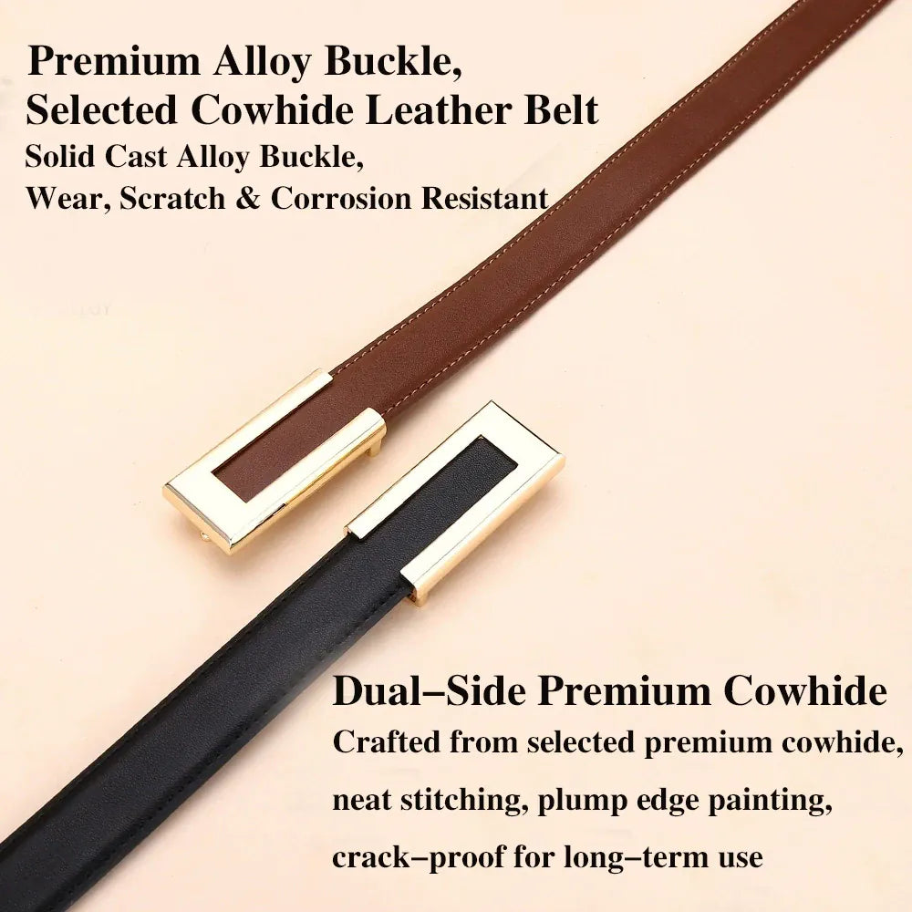 Genuine Leather Belt for Women; Cowhide Fashion Waist Belt; Versatile Smooth Buckle; 2025 Dress Decoration Belt for CeinturesCuir